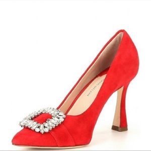 ANTONIO MELANI SUEDE RED PUMPS *NEVER WORN